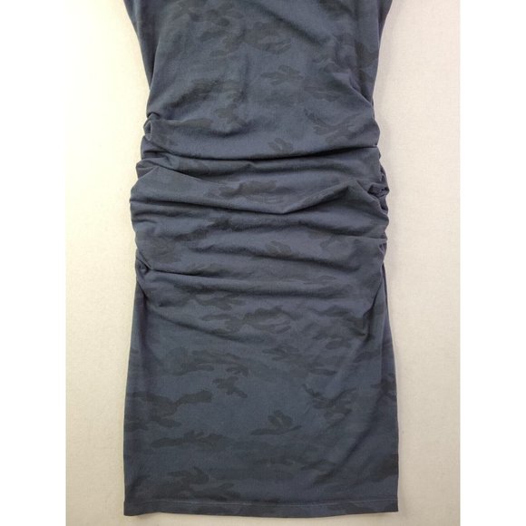 Blair Maxwell Womens Small Runway Ruched Dress Sleeveless Lady Navy Camo Fitted - Picture 2 of 7